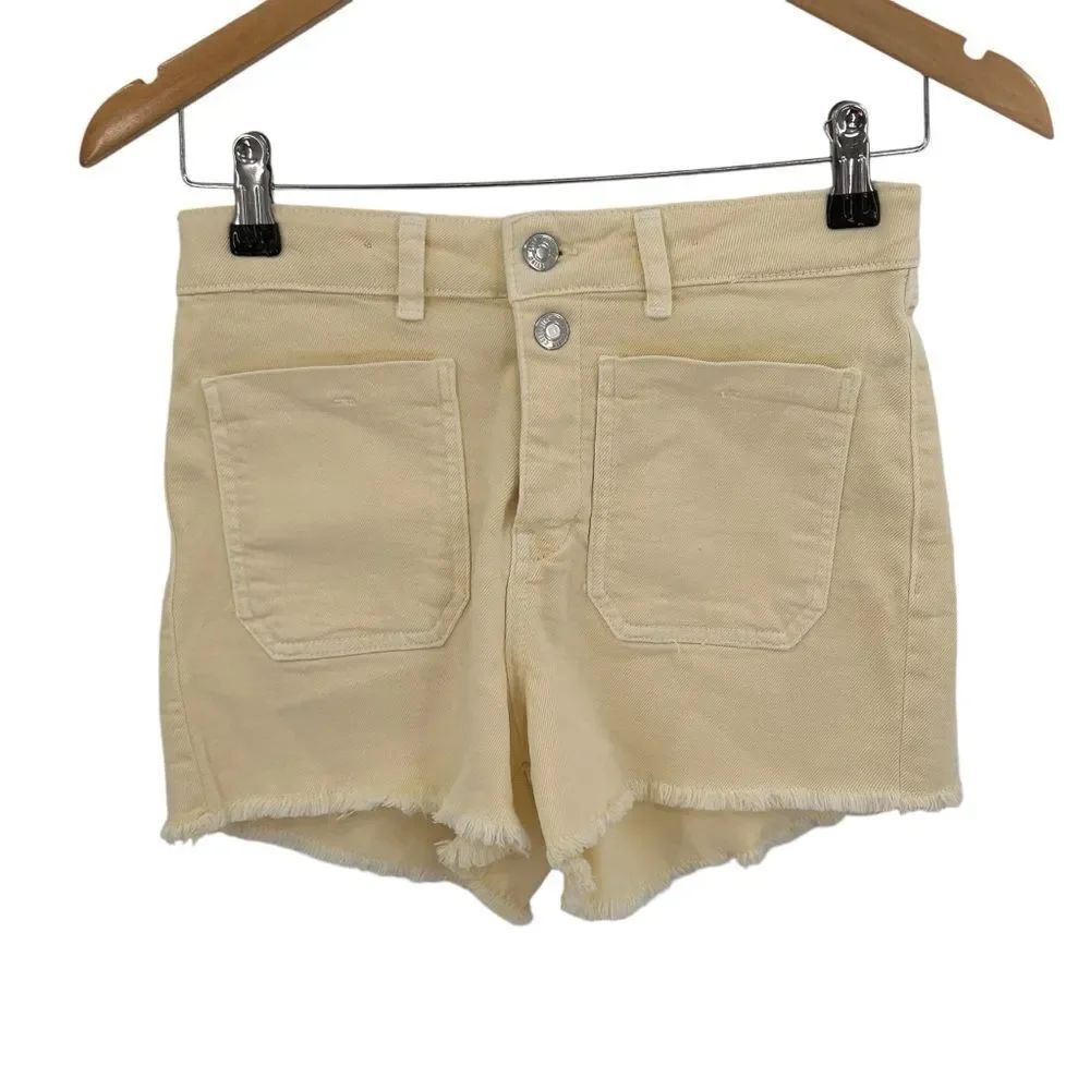 Zara girls cream/light yellow cargo shorts girls size 13-14